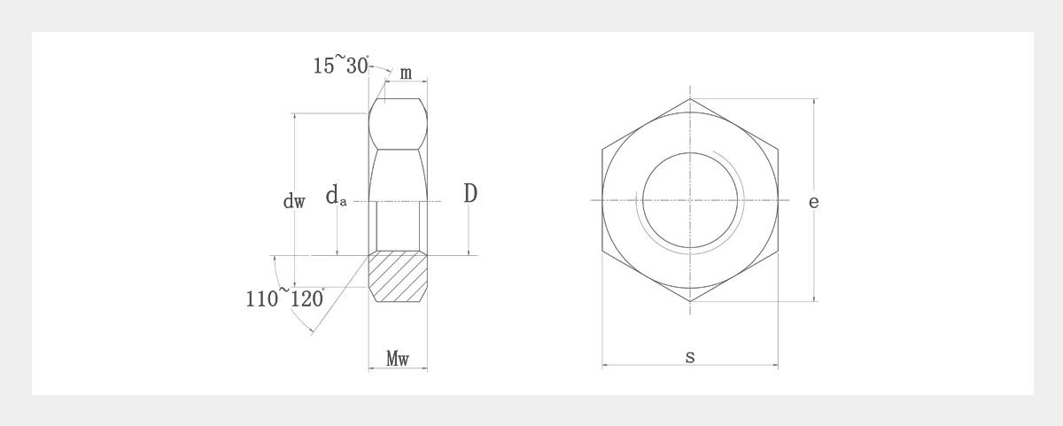Thin Hex Nuts 2D